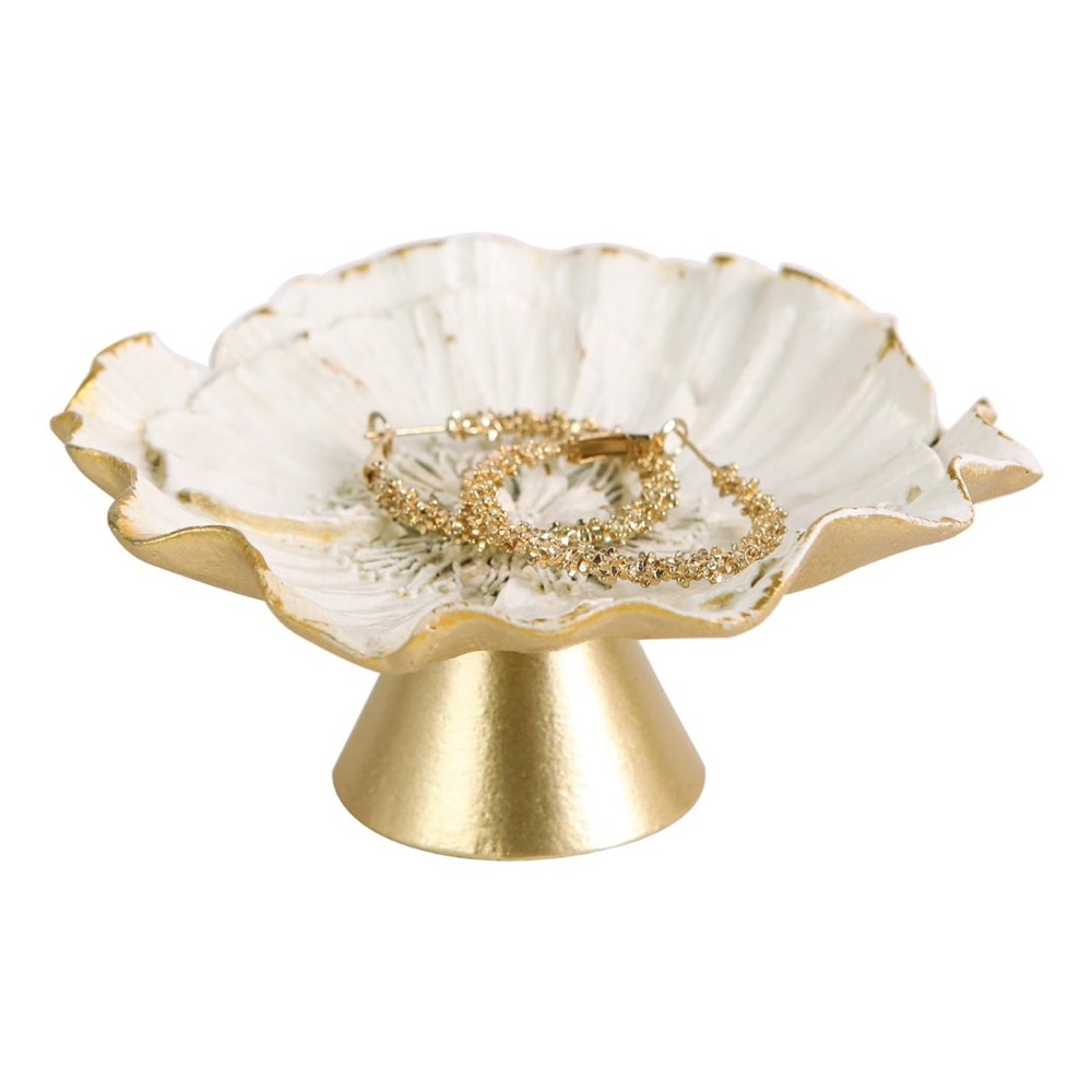 Elegant Gold and White Jewelry Dish